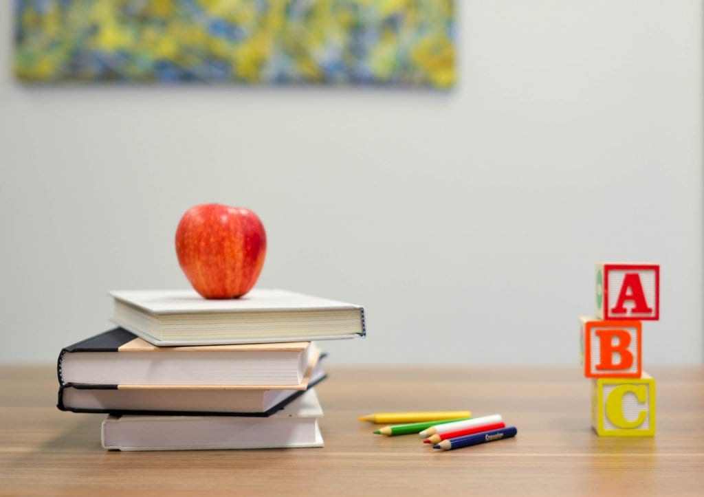 School supplies on a desk